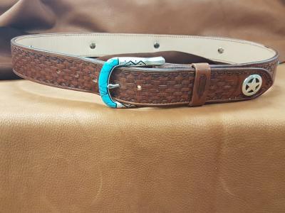 Belts with Conchos, Custom, Full Grain Leather, Hand tooled, Hand made in the Okanagan, Oliver, B.C., Canada.