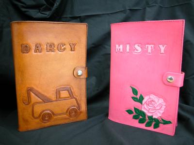 Custom Tooled book covers for Dairy, Log, Bibles, Full Grain Leather, Hand tooled, Hand made in the Okanagan, Oliver, B.C., Canada.