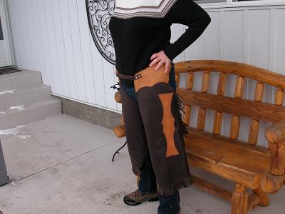 Chaps, Full Grain Leather, Hand tooled, Hand made in the Okanagan, Oliver, B.C., Canada.