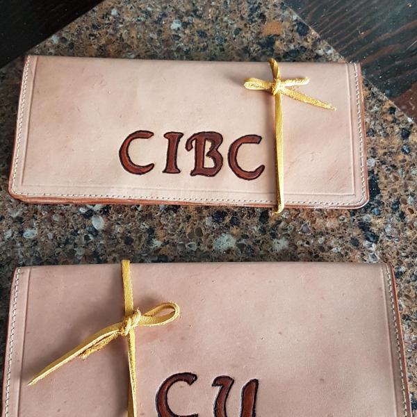 Check Book Covers, Custom, Full Grain Leather, Hand tooled, Hand made in the Okanagan, Oliver, B.C., Canada.