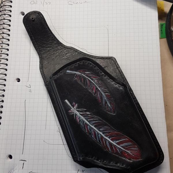 Cell Phone Holster, Custom, Full Grain Leather, Hand tooled, Hand Made in the Okanagan, Oliver, B.C., Canada.