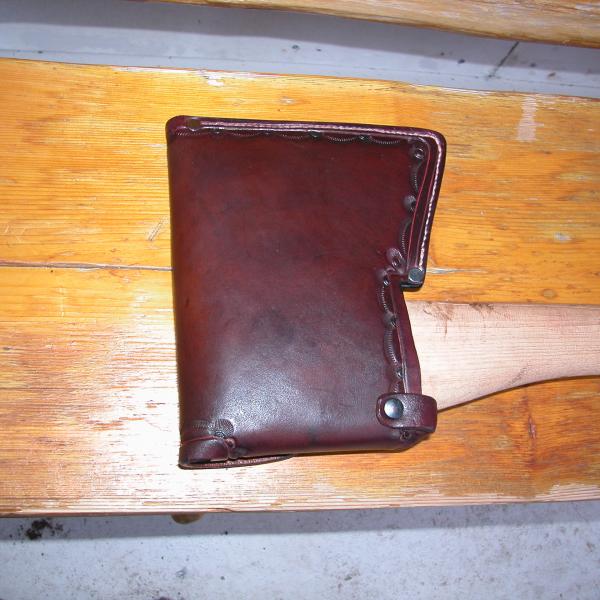 Front, Axe Sheath Assorted, Full Grain Leather, Hand tooled, Hand made in the Okanagan, Oliver, B.C., Canada