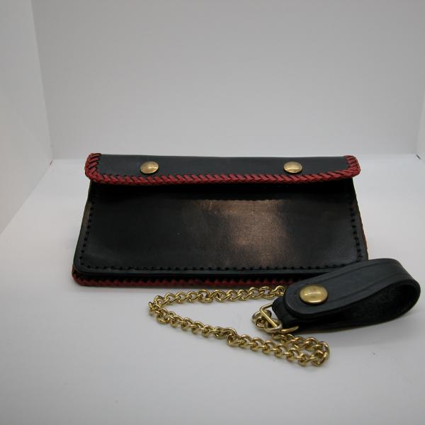 Wallets Trucker & Biker Style With Chain, Custom, Full Grain Leather, Hand tooled, Hand made in the Okanagan, Oliver, B.C., Canada.
