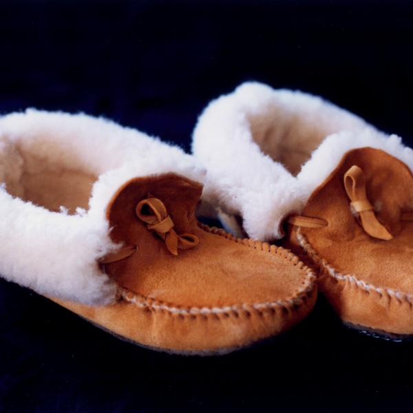 Sheep and deer skin Moccasins, Custom, Full Grain Leather, Hand tooled, Hand made in the Okanagan, Oliver, B.C., Canada.
